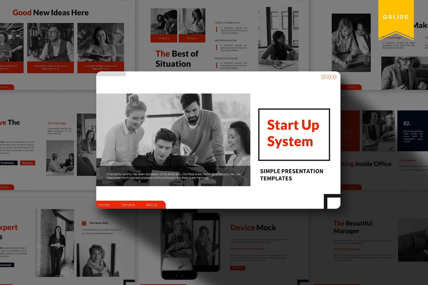 Cover with amazing startup presentation template slides.