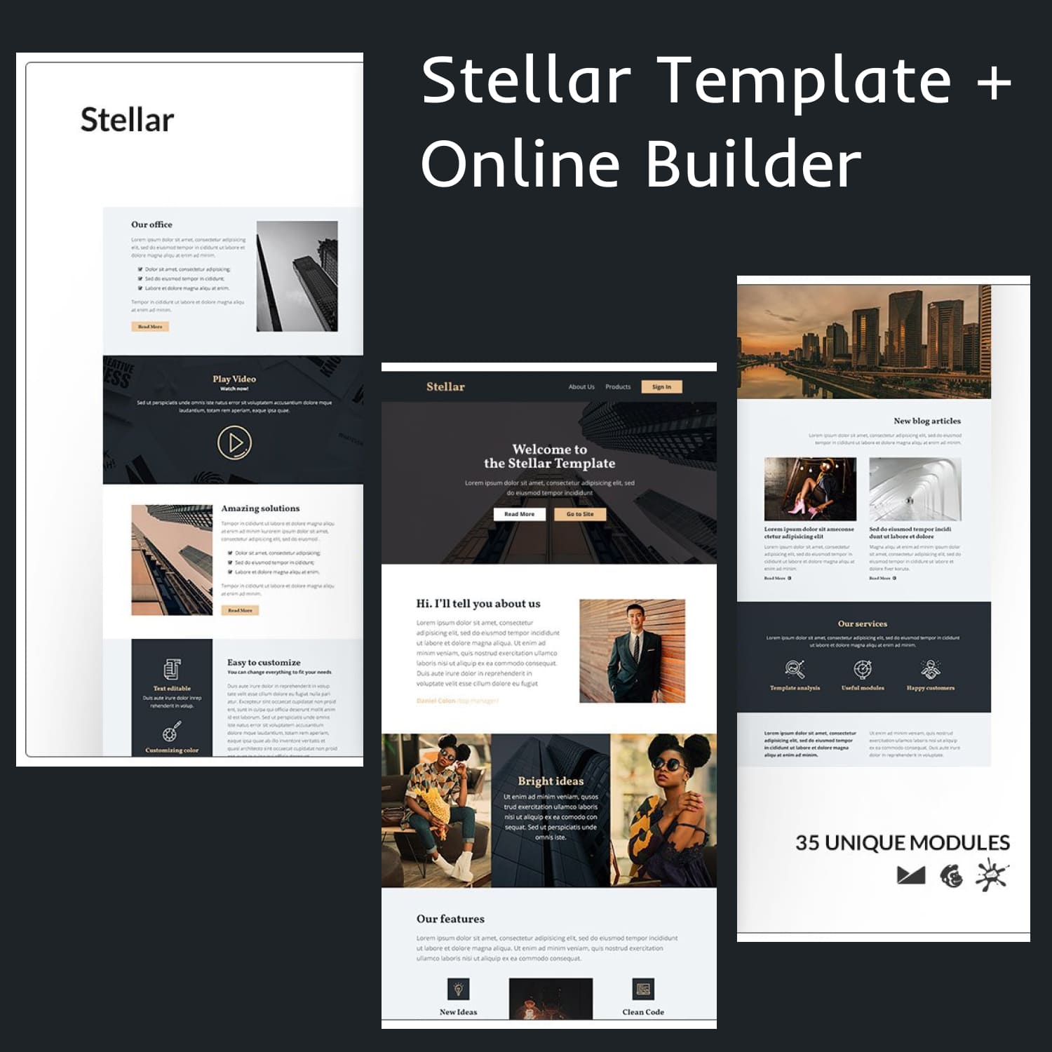 Stellar Template + Online Builder.
