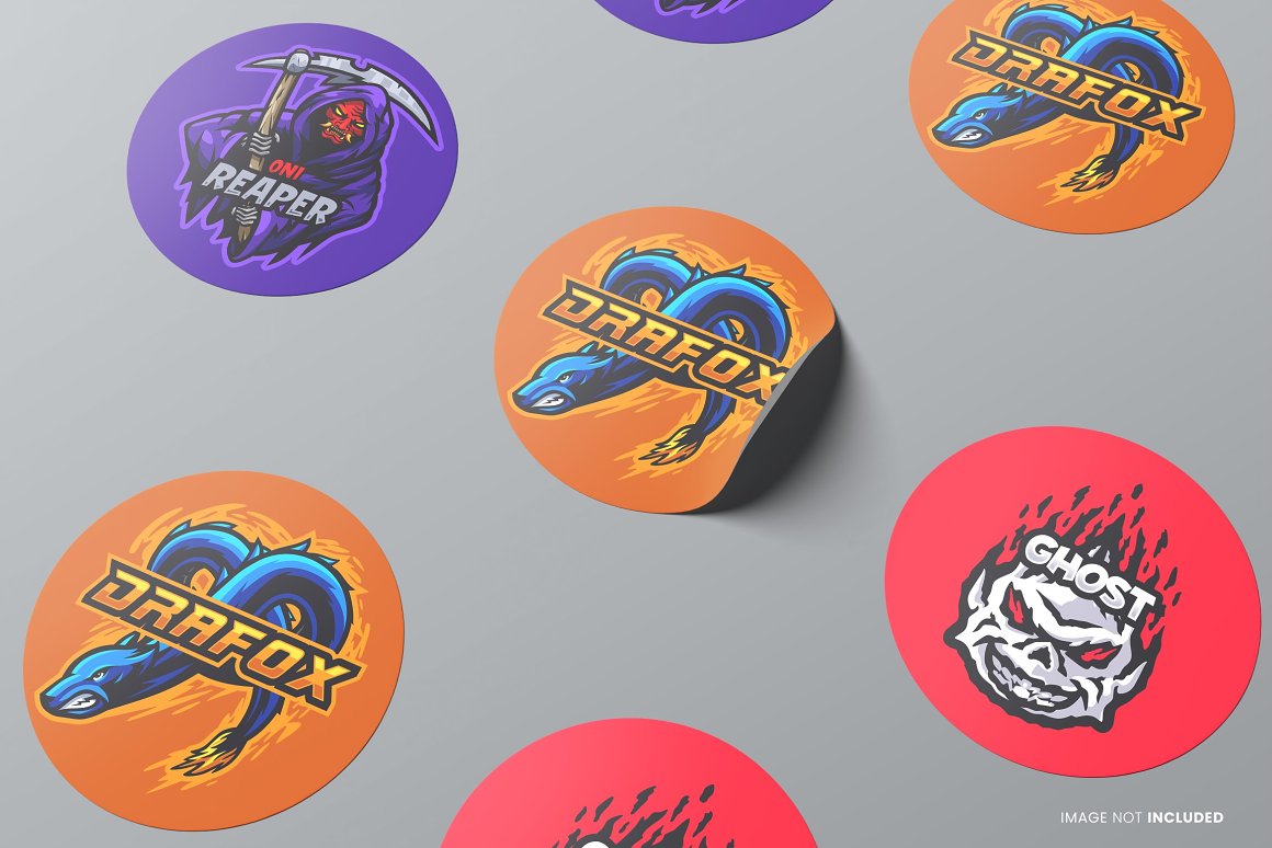 Image of round stickers with fantastic design.
