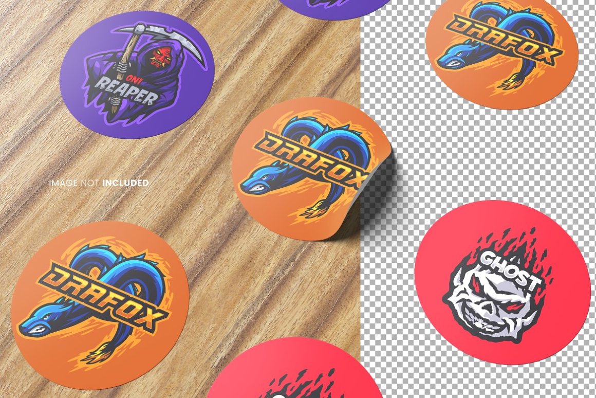 Image of round stickers with wonderful design.