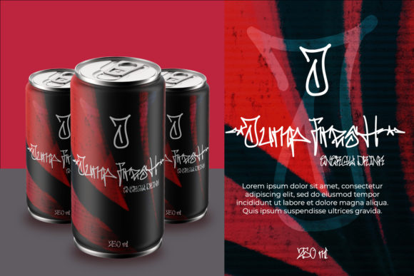 2 black and red cans with white lettering "Jump fresh" on a black and red background.