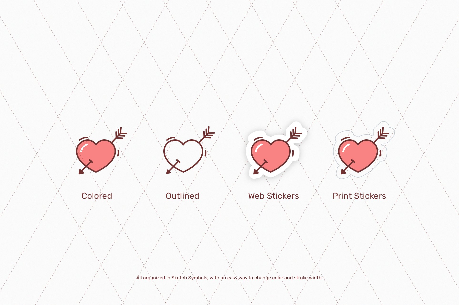 Four options to using these love icons.