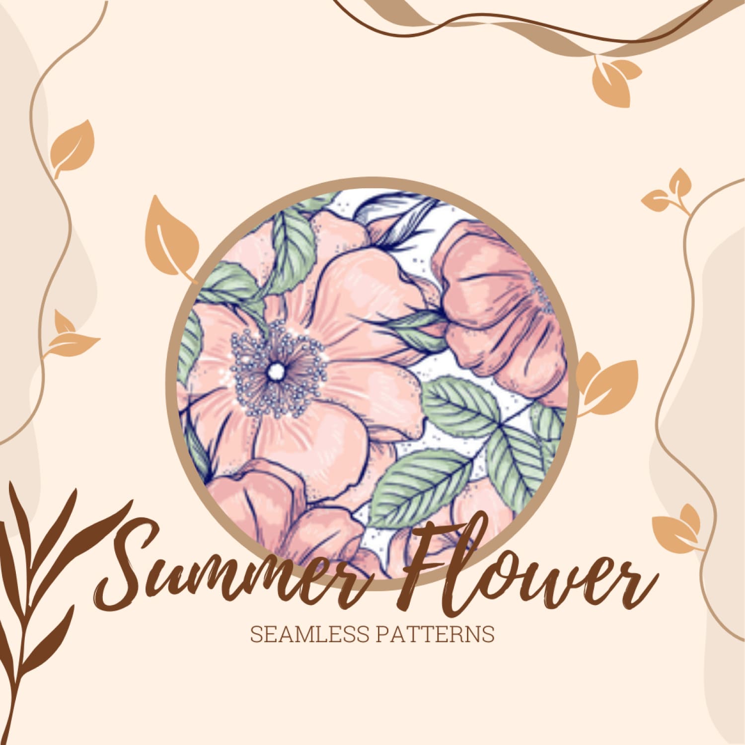 12 Summer Flower Seamless Patterns JPG.