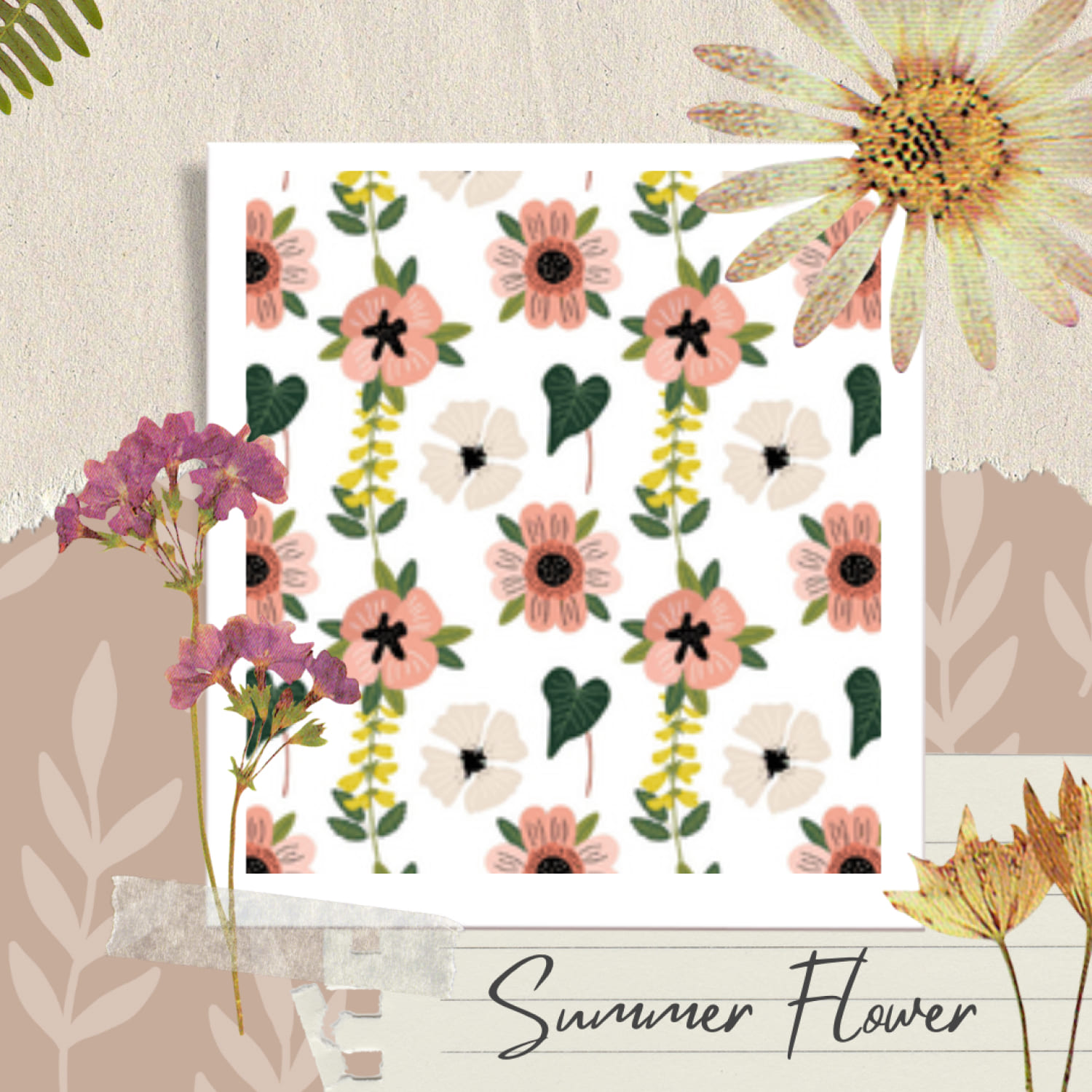 12 Summer Flower Seamless Patterns JPG.