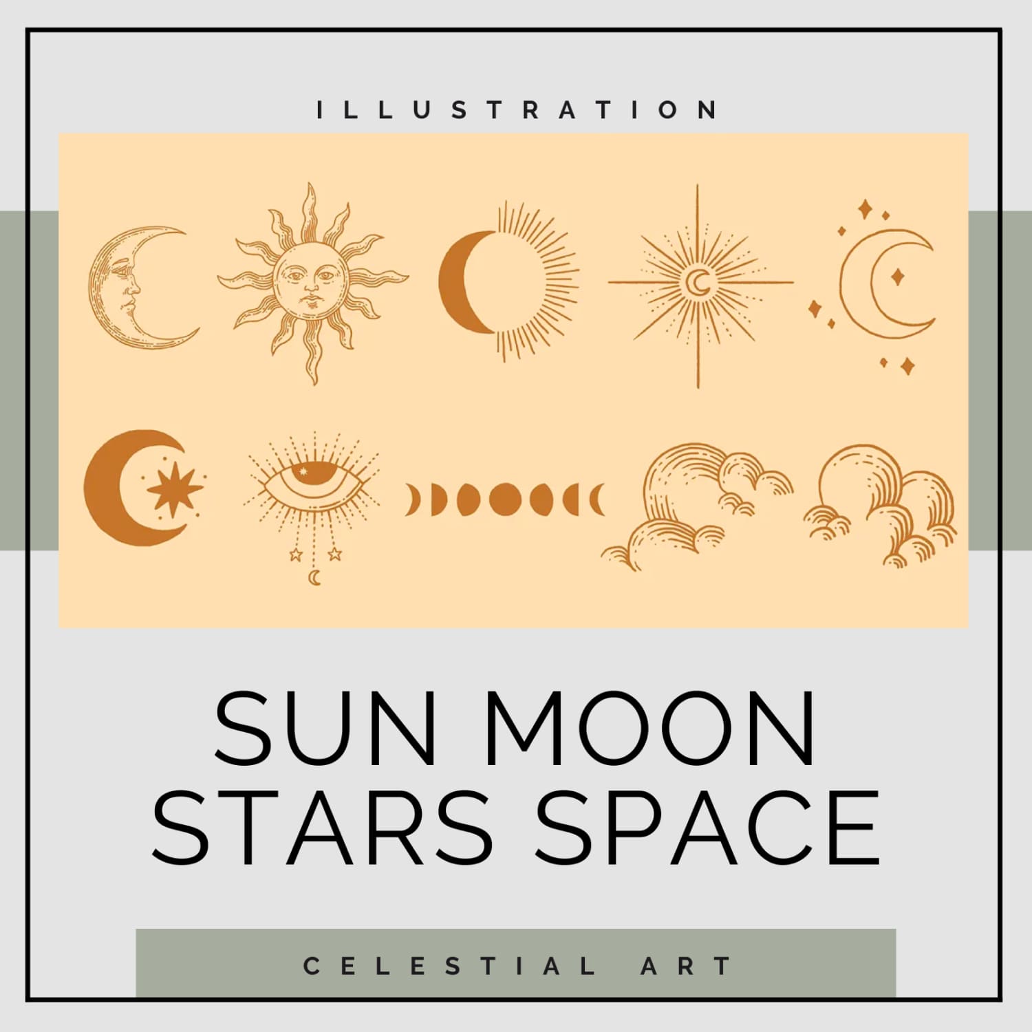 Celestial Art Sun Moon Stars Space - main image preview.