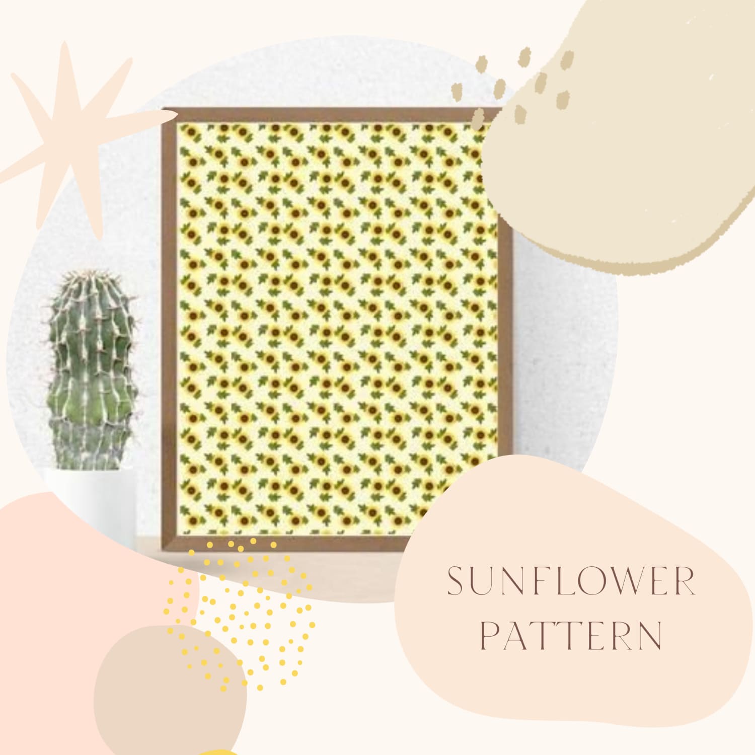 Sunflower Seamless Pattern Background.