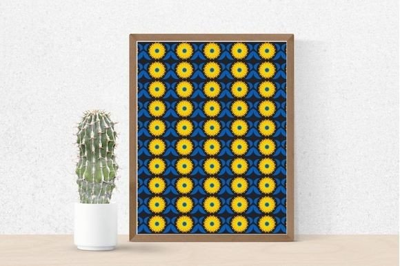 Dark blue background with the bright sunflowers.