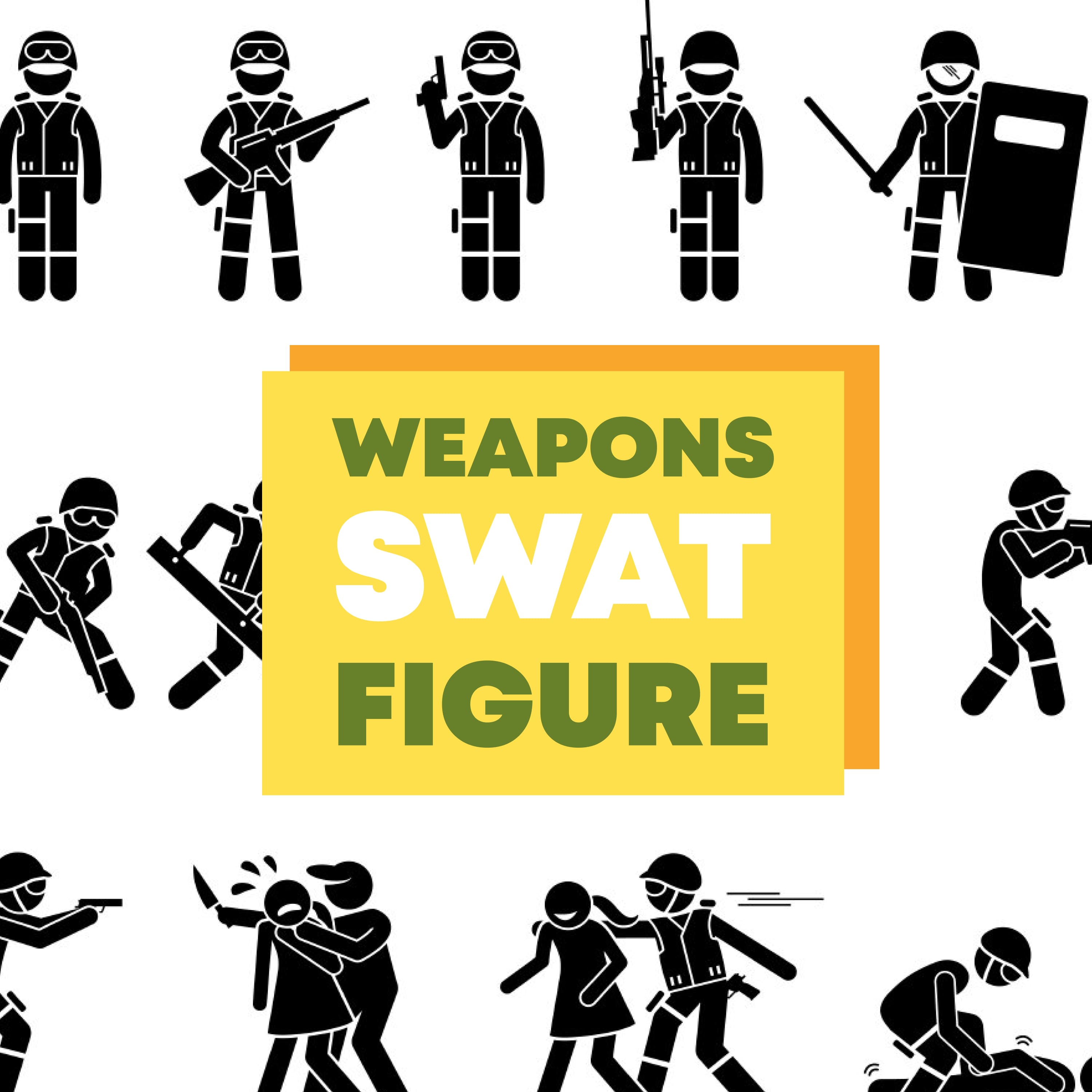 SWAT Special Weapons Tactics Police Officer Cop Stick Figure.