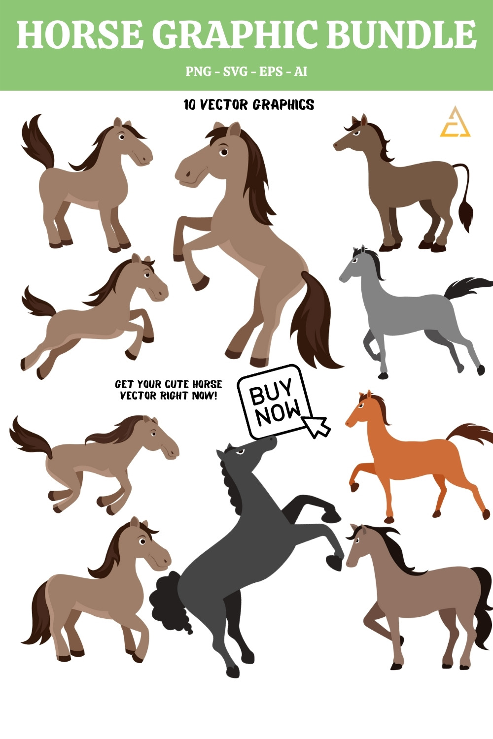 Editable Horse Clipart Bundle pinterest image.