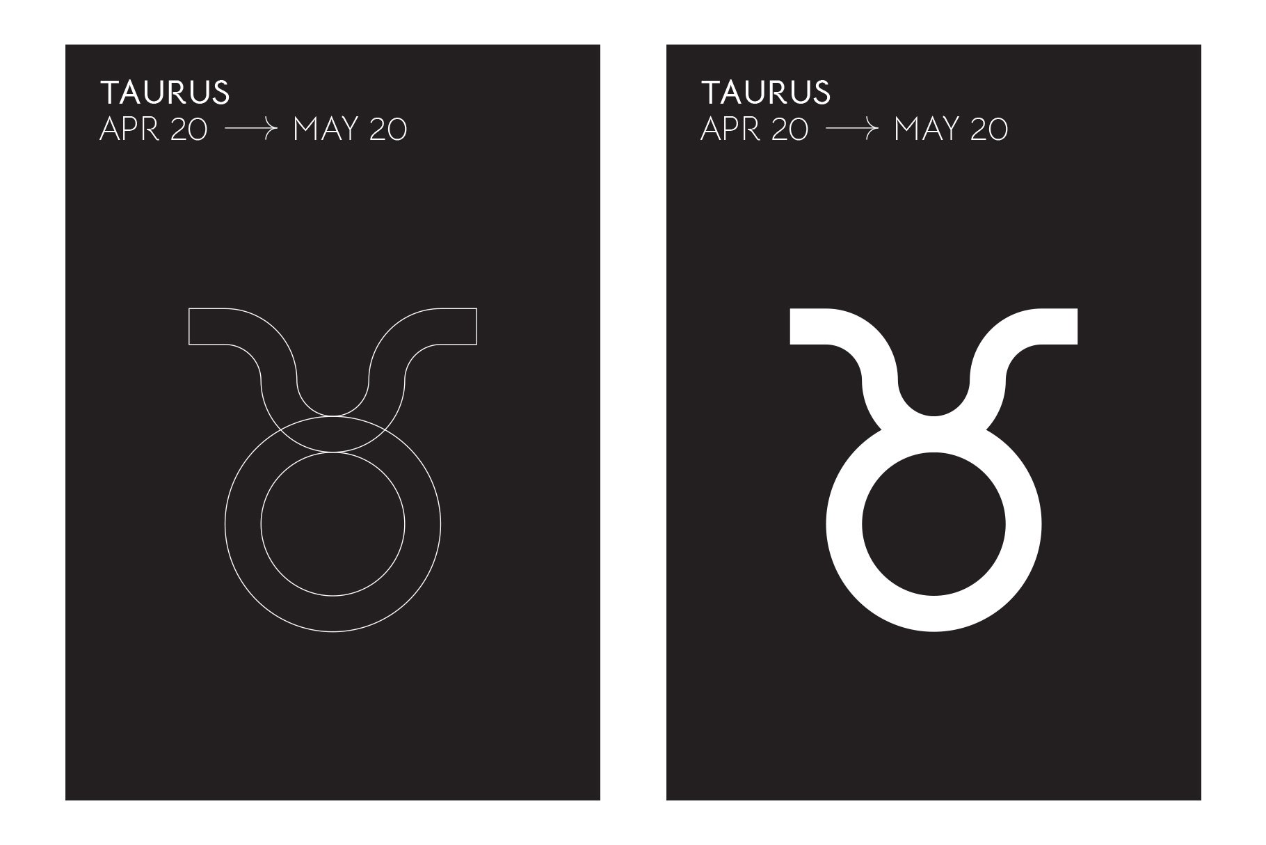 Outline and bold white Taurus graphic.