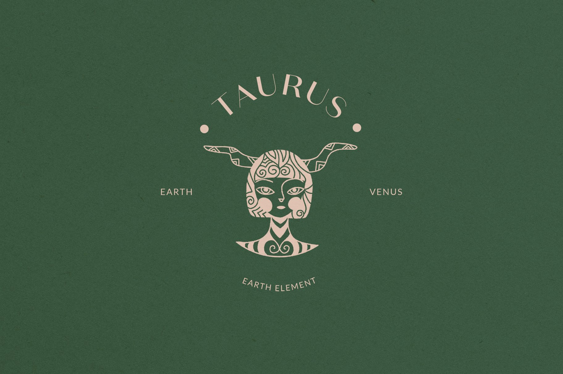 Green background with the taurus sign.