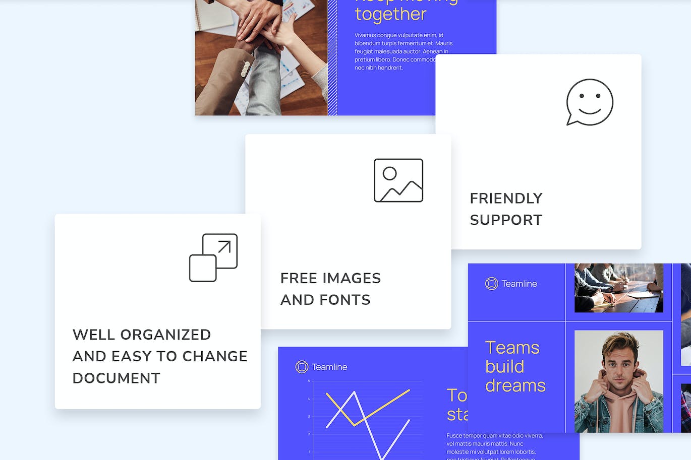 Pack of images of exquisite slide presentation template on the theme of teamwork.