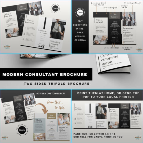 The Modern Consultants Trifold Marketing brochure template .