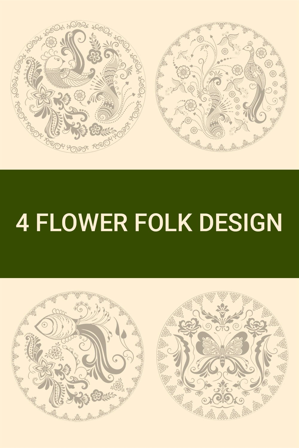 Folk Flower Design Graphics pinterest image.