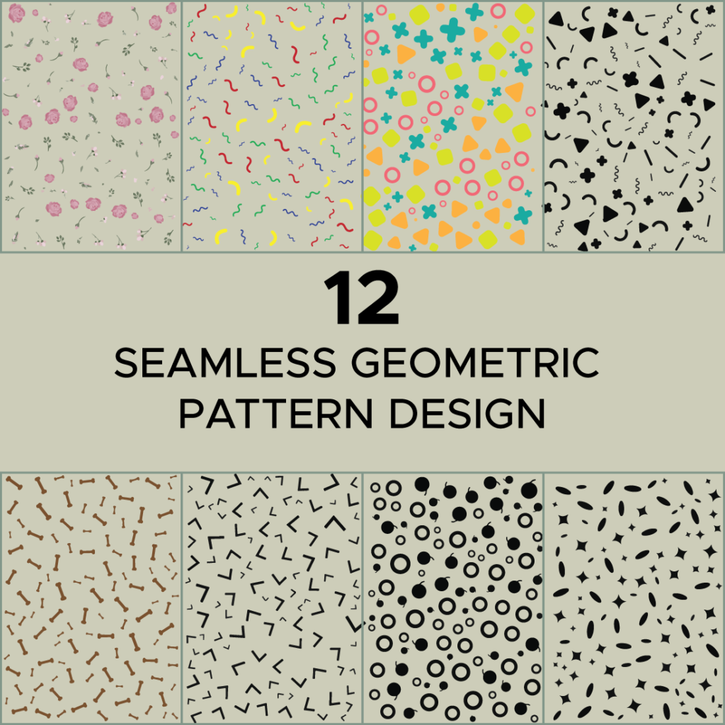 12 Seamleass Geometric Paper Pattern Design - MasterBundles