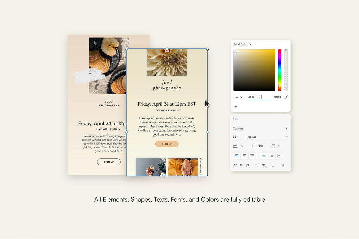 Image collection of beautiful email design templates.