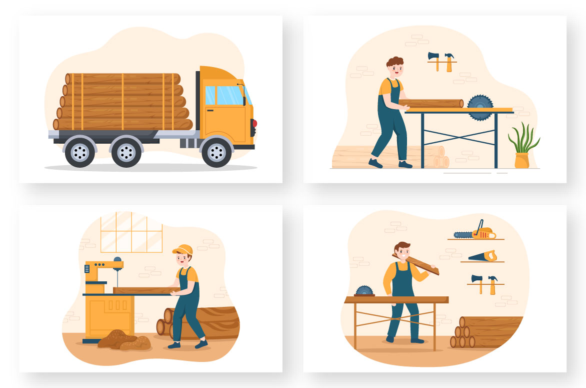 Tree Cutting and Timber Illustration preview image.