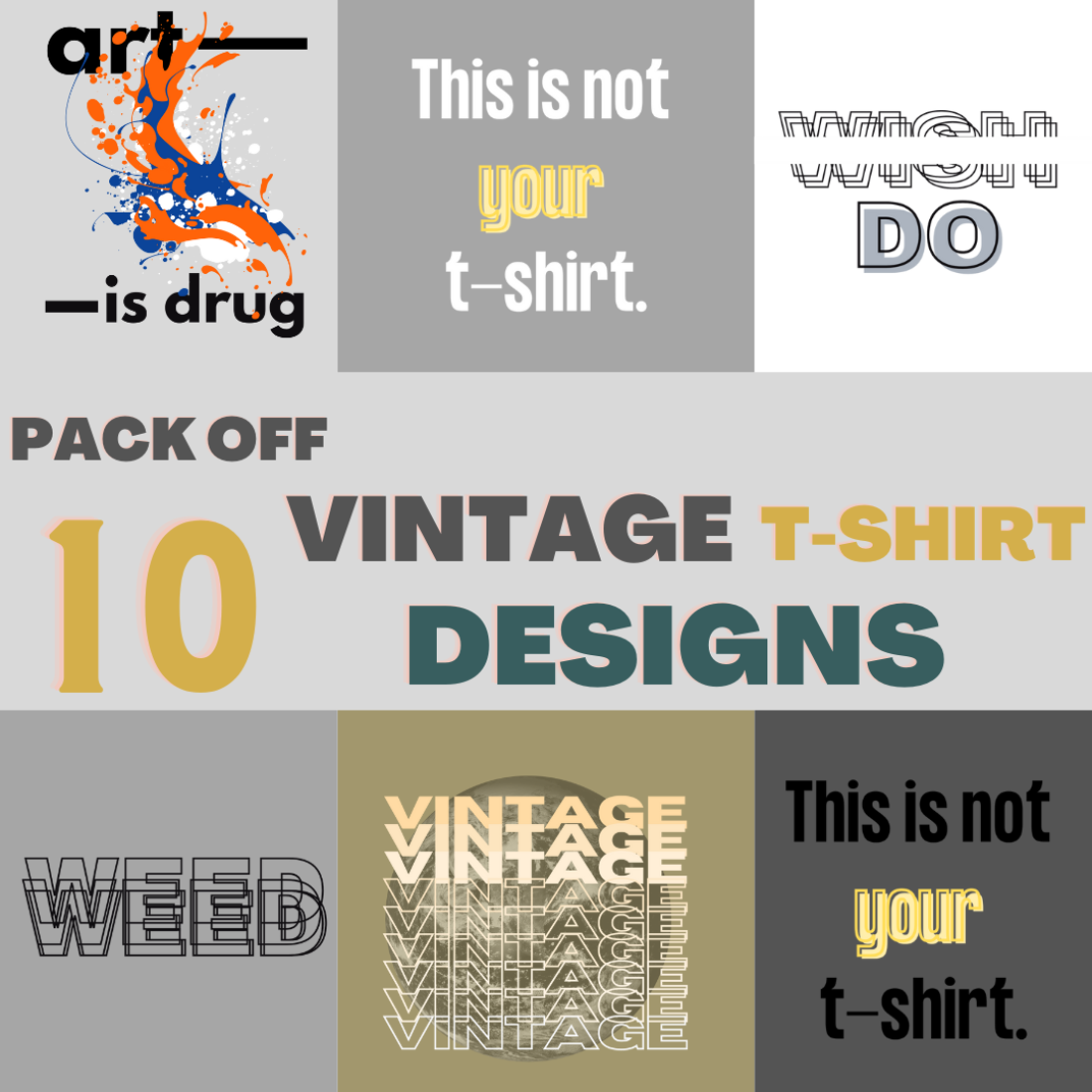 Vintage T-Shirt Typography Designs cover image.
