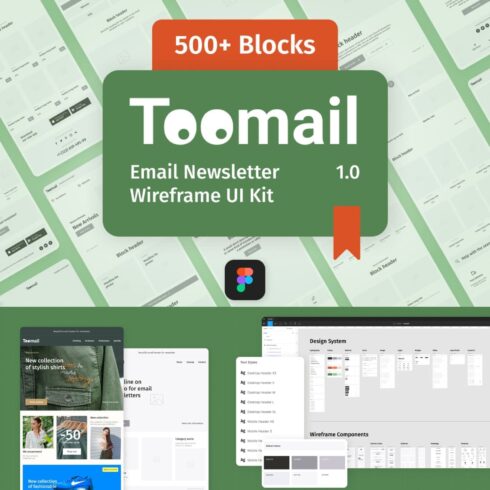 Cover with images of unique email newsletter wireframes.