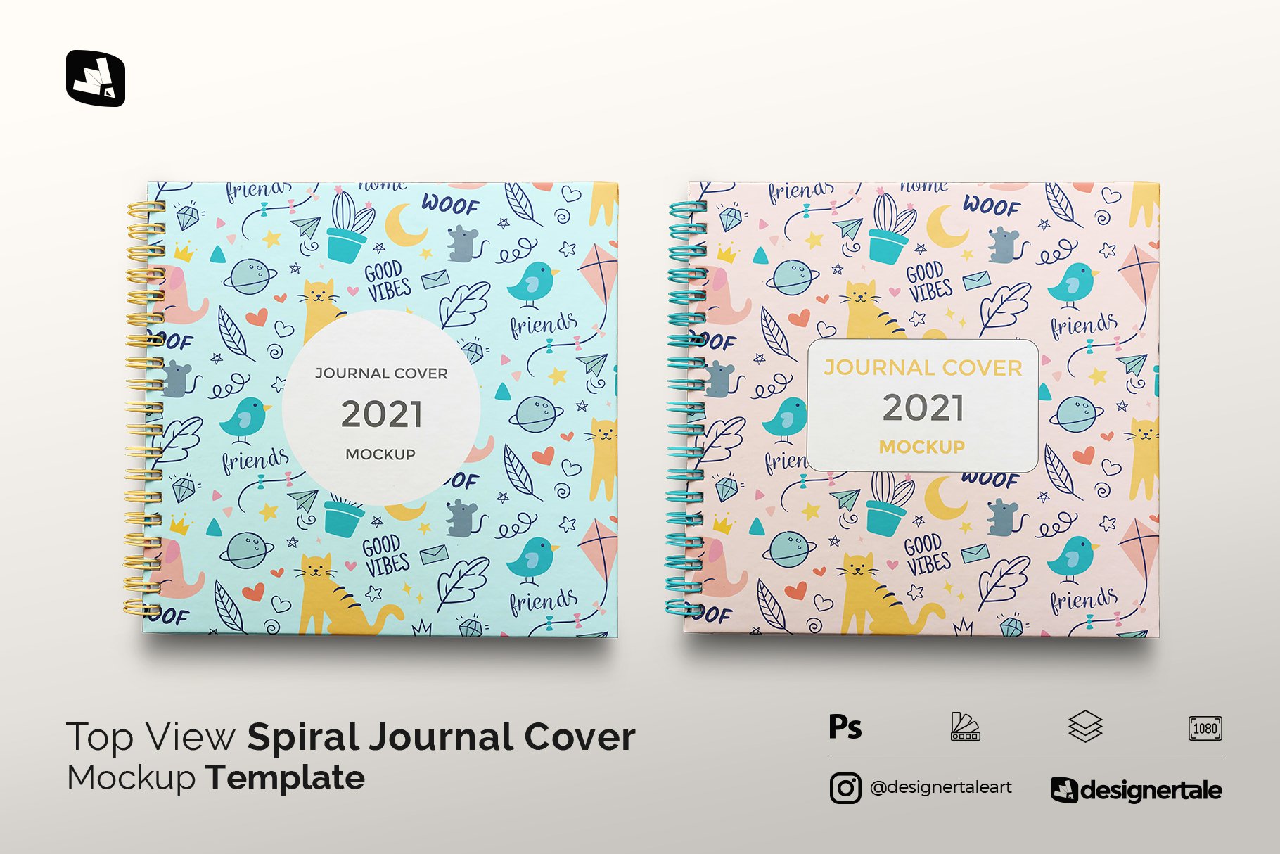 Two colorful journal cover with flowers.