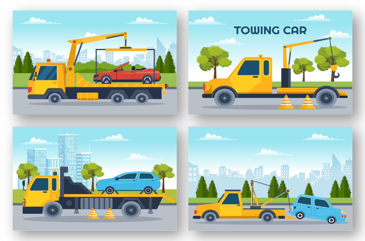 Auto Towing Car Illustration preview image.