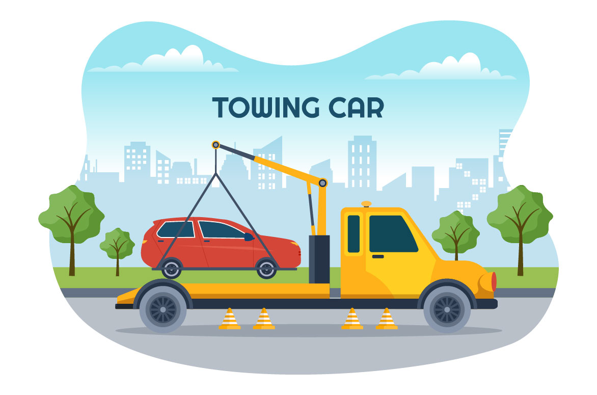 Auto Towing Car Vector Design preview image.