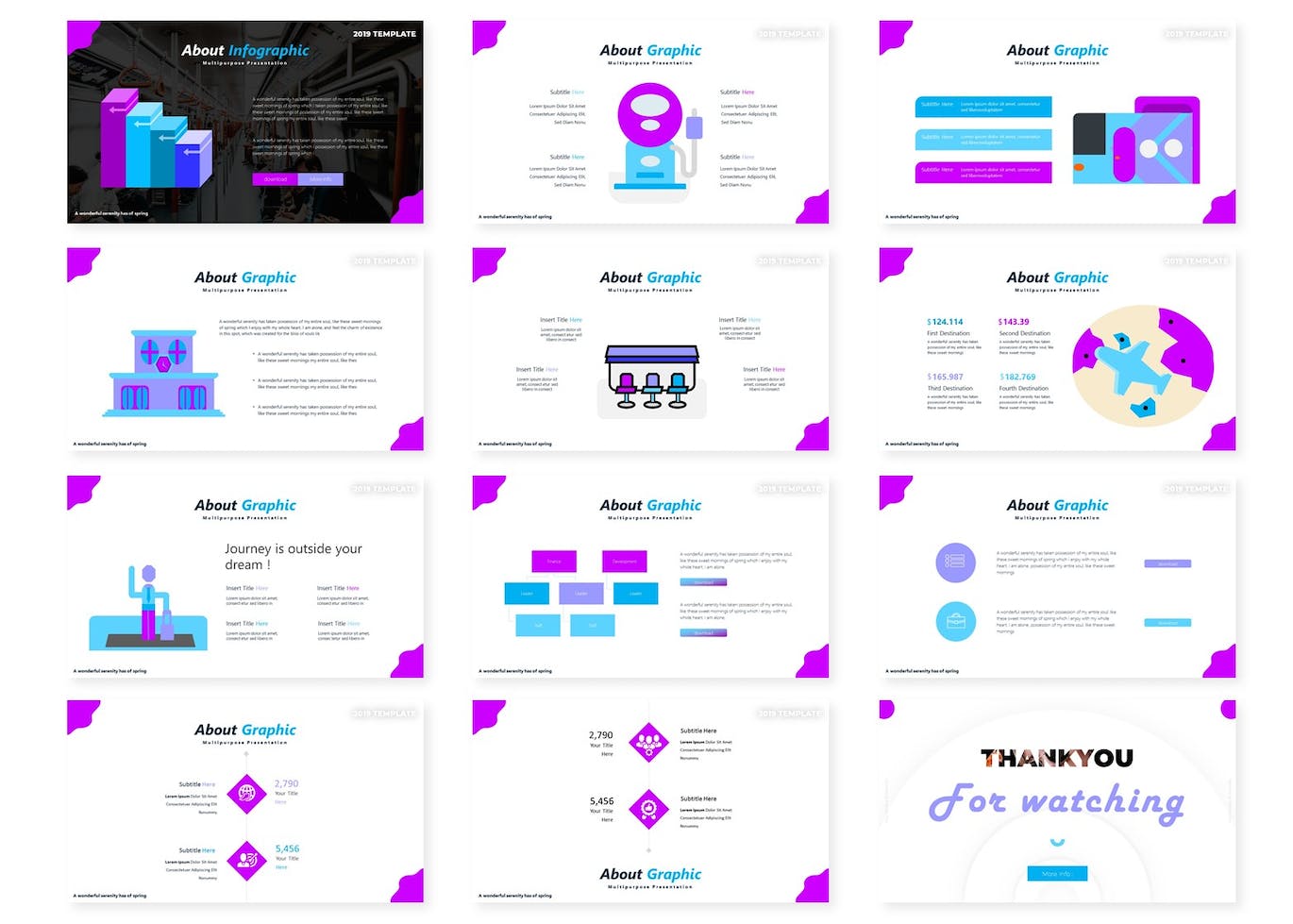 Collection of images of colorful presentation template slides on the theme of transport.