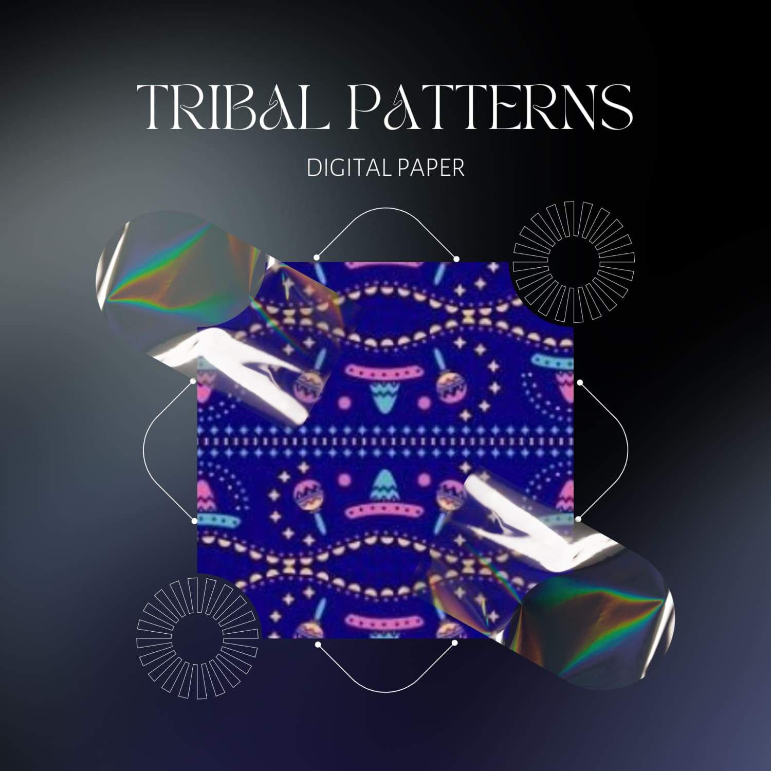 Image of an enchanting tribal pattern in blue.