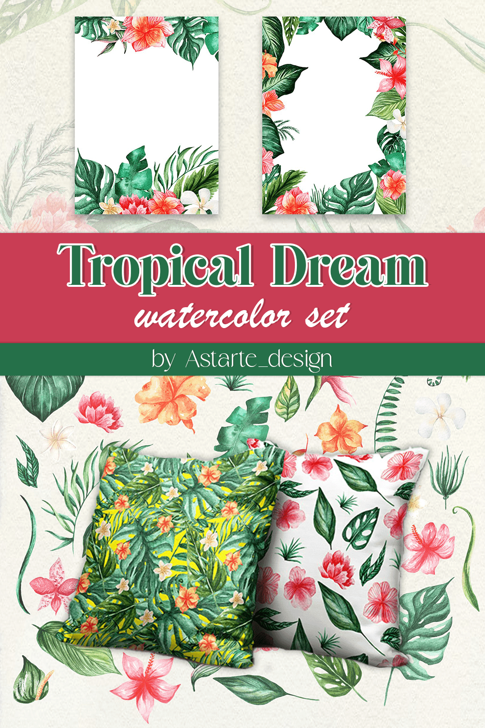 tropical dream watercolor set pinterest 542