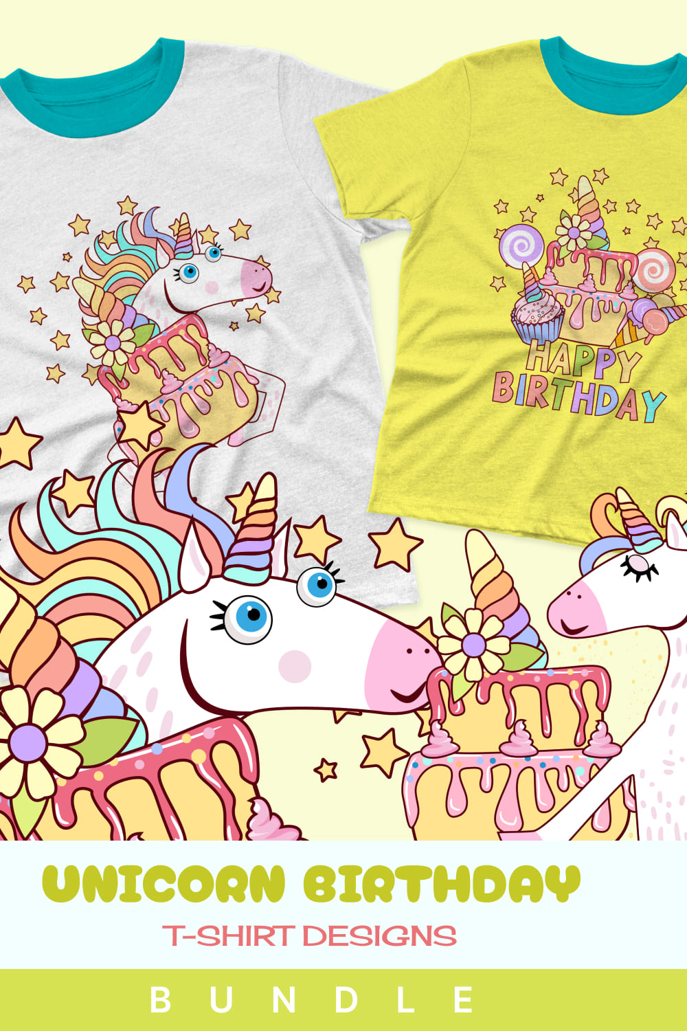 Unicorn Birthday T-shirt Designs Bundle - Pinterest.