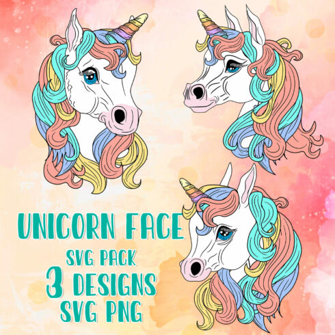 Unicorn Face SVG - main image preview.