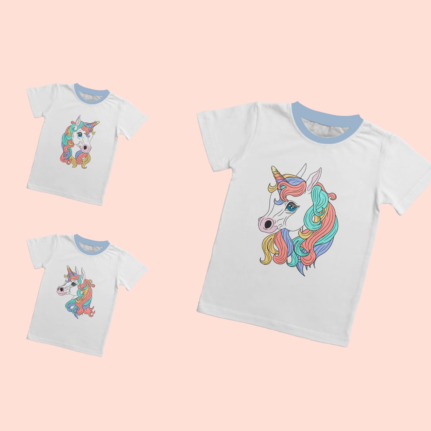 Unicorn Face T-shirt Designs Bundle Cover.