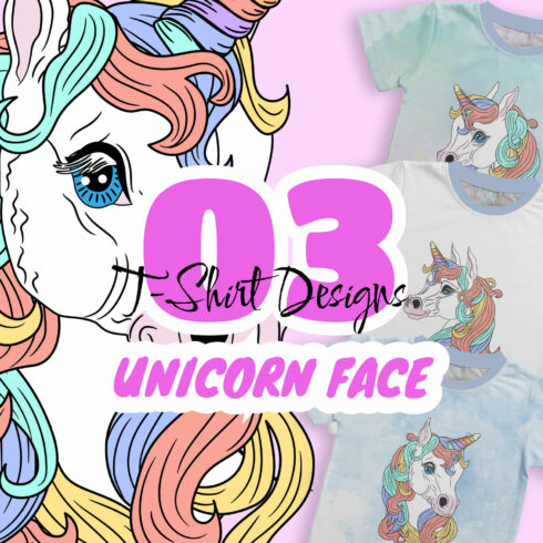 Unicorn Face T-shirt Designs Bundle.