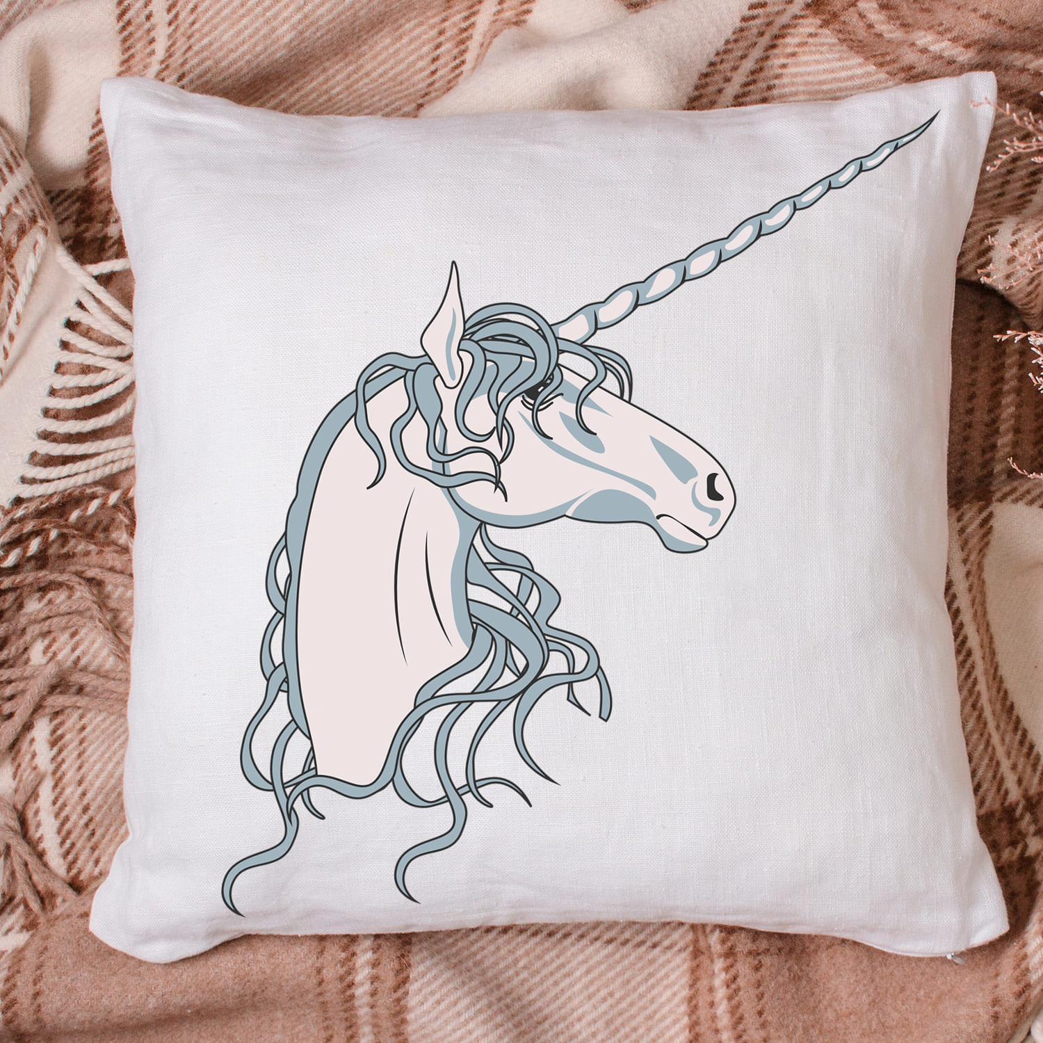 Cute pillow with unicorn image.