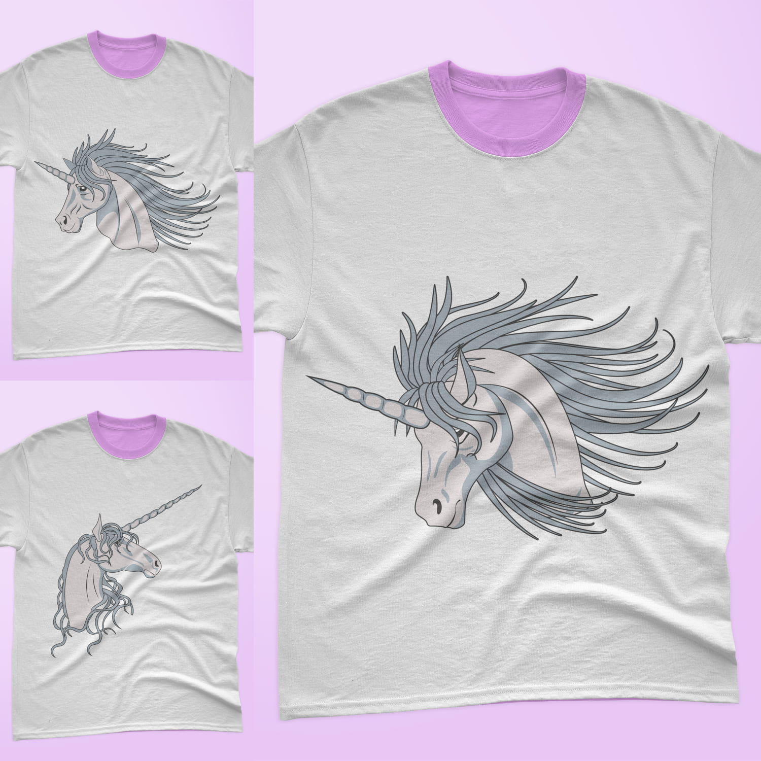 Unicorn Head T-shirt Designs Bundle Cover.