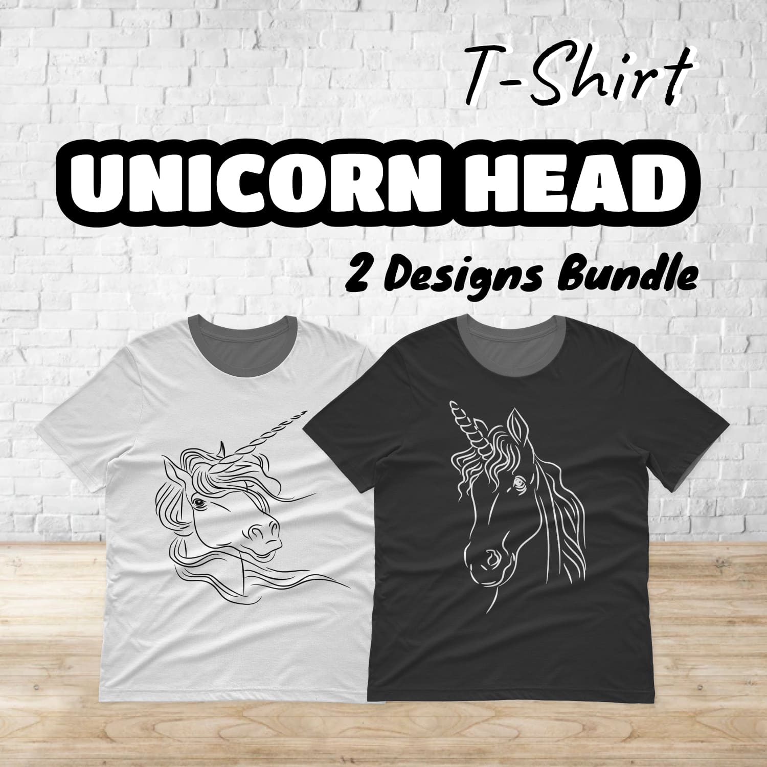 Unicorn Head T-shirt Designs Bundle.