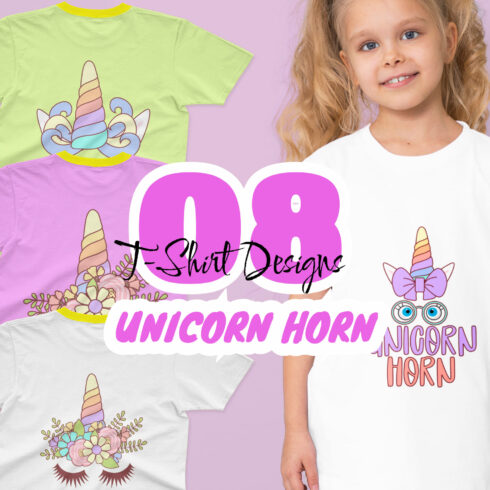 Unicorn Horn T-shirt Designs Bundle.