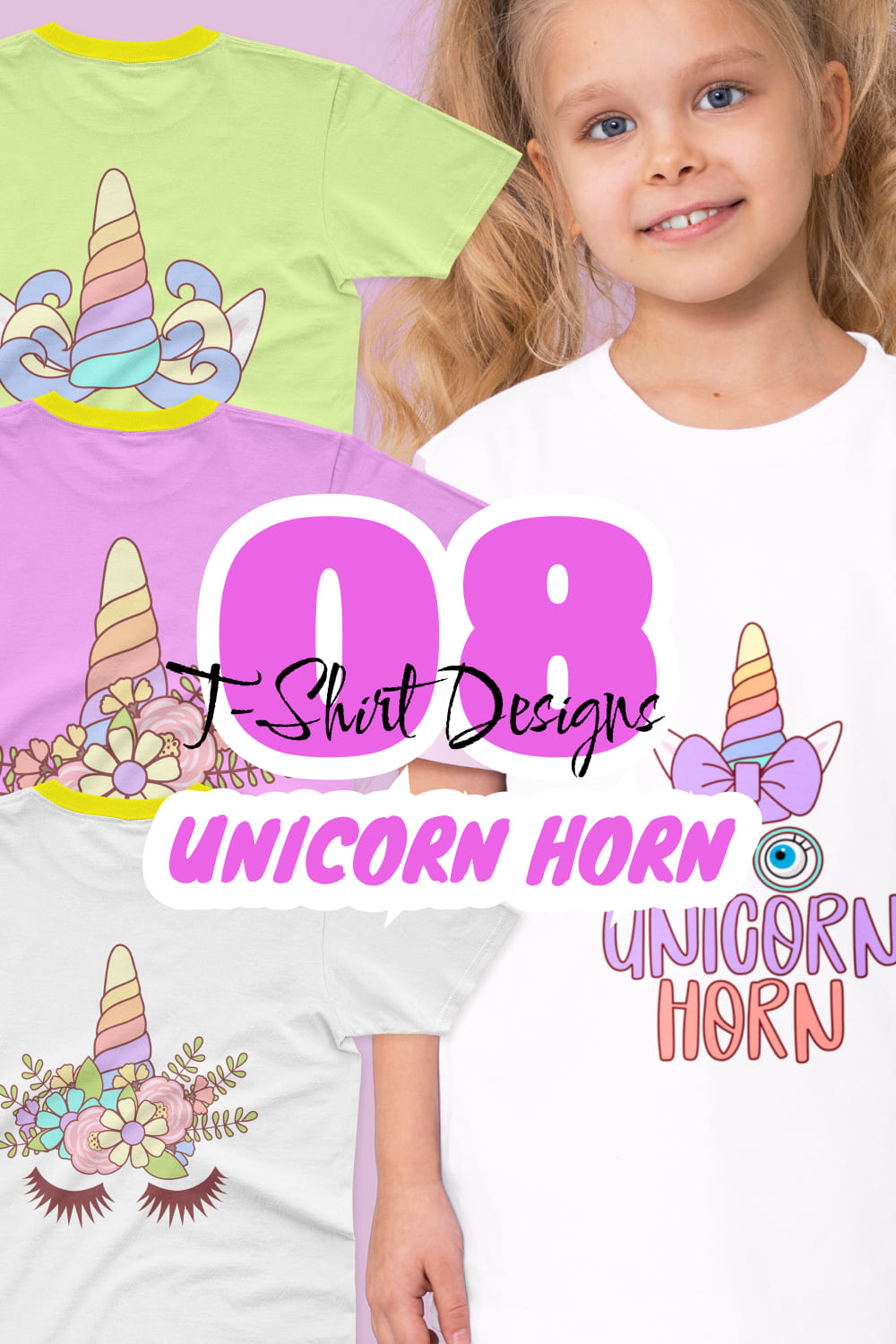Unicorn Horn T-shirt Designs Bundle - Pinterest.