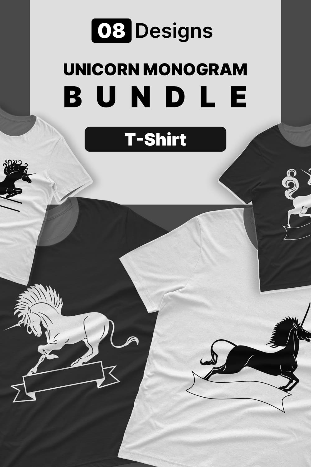 Unicorn Monogram T-shirt Designs Bundle - Pinterest.