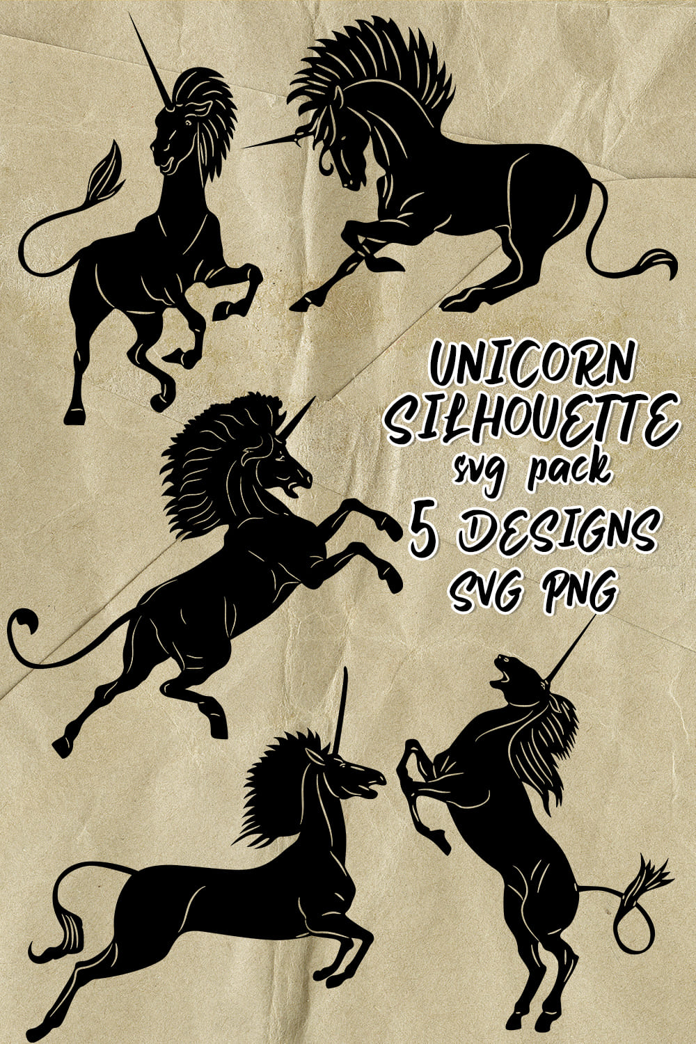 Unicorn Silhouette SVG - pinterest image preview.