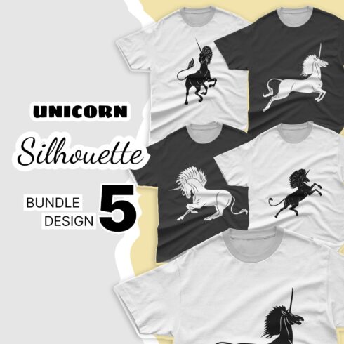 Unicorn Silhouette T-shirt Designs Bundle.