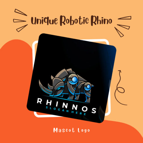 Unique Robotic Rhinno Mascot Logo.