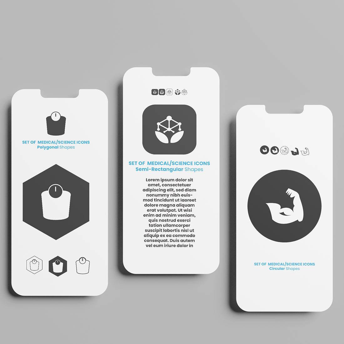 35 Science and Health Icons Bundle, phone mockup.