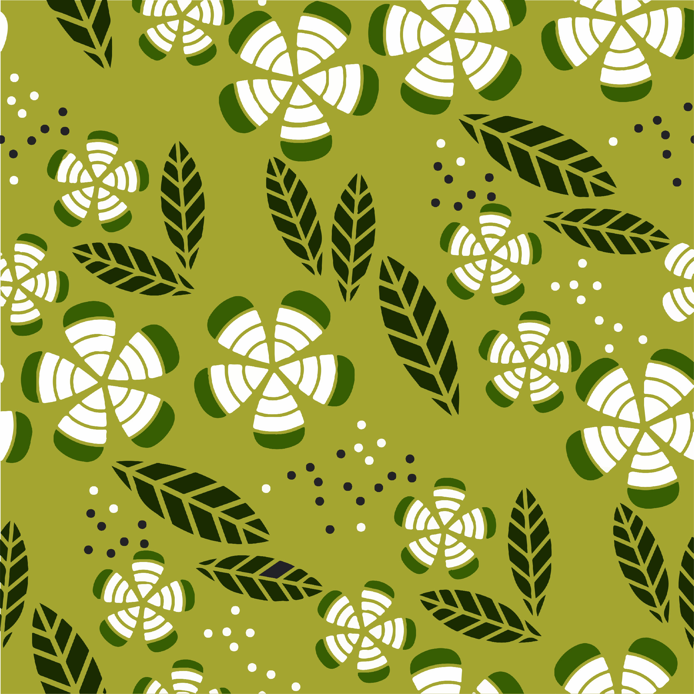 Botanical Green Leaves Different Design Patterns preview image.