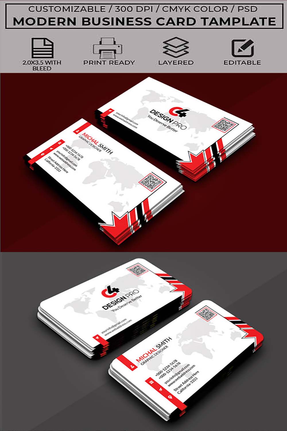 Pinterest image of business cards from a package.