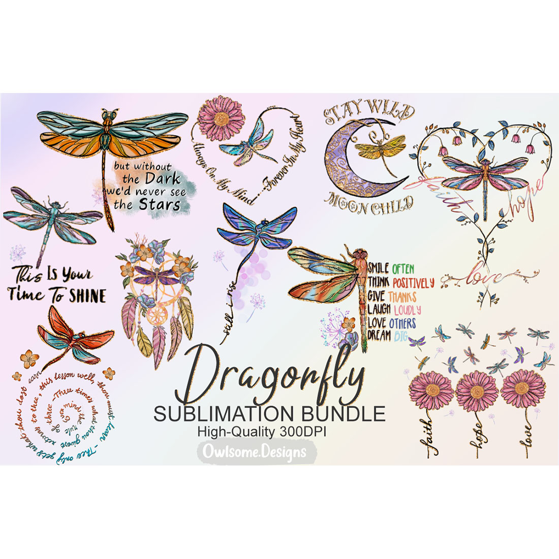 Dragonfly Sublimation Bundle PNG cover image.