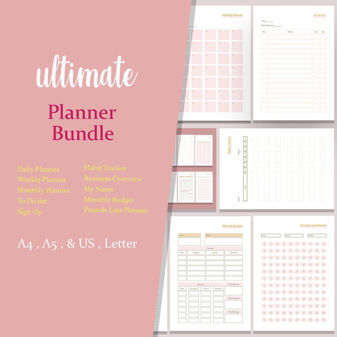 Ultimate Planner Canva Bundle cover image.