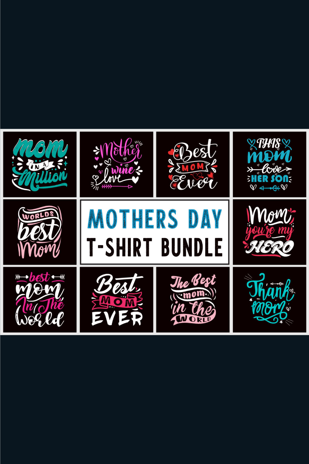 Mother's Day T-Shirt Design SVG Bundle pinterest image.