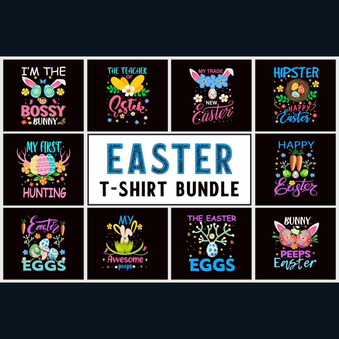 Collection of colorful images on Easter theme.