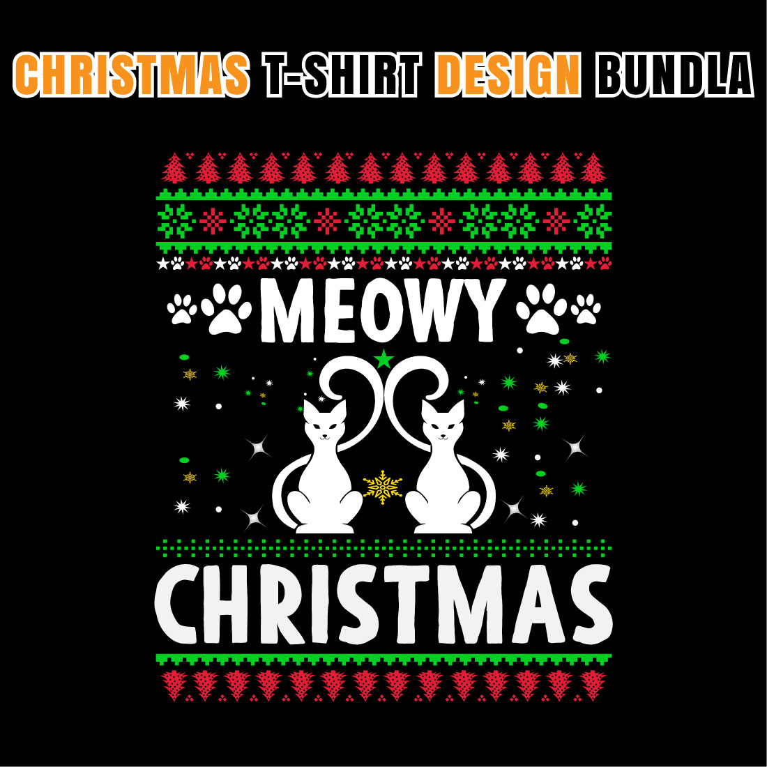 Christmas T-shirt Cats Designs Bundle V.1 facebook image.